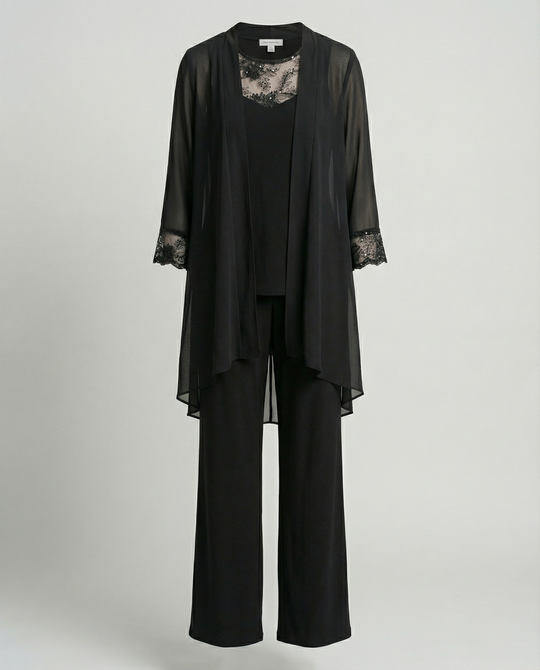 R&B | Damen Dreiteiler Mit Transparenter Jacke Und Hose