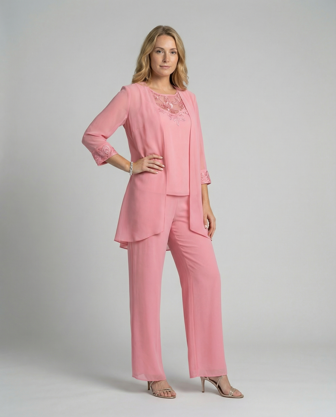 R&B | Damen Dreiteiler Mit Transparenter Jacke Und Hose