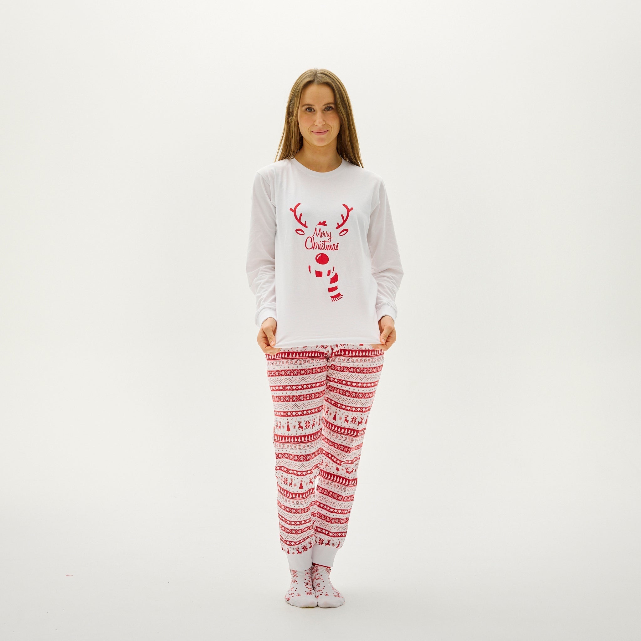 R&B | Süßer Weihnachts-Schlafanzug Rot Damen