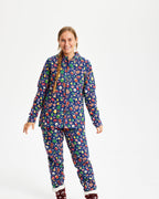R&B | Crazy Christmas Pyjama Flanell Blau Damen