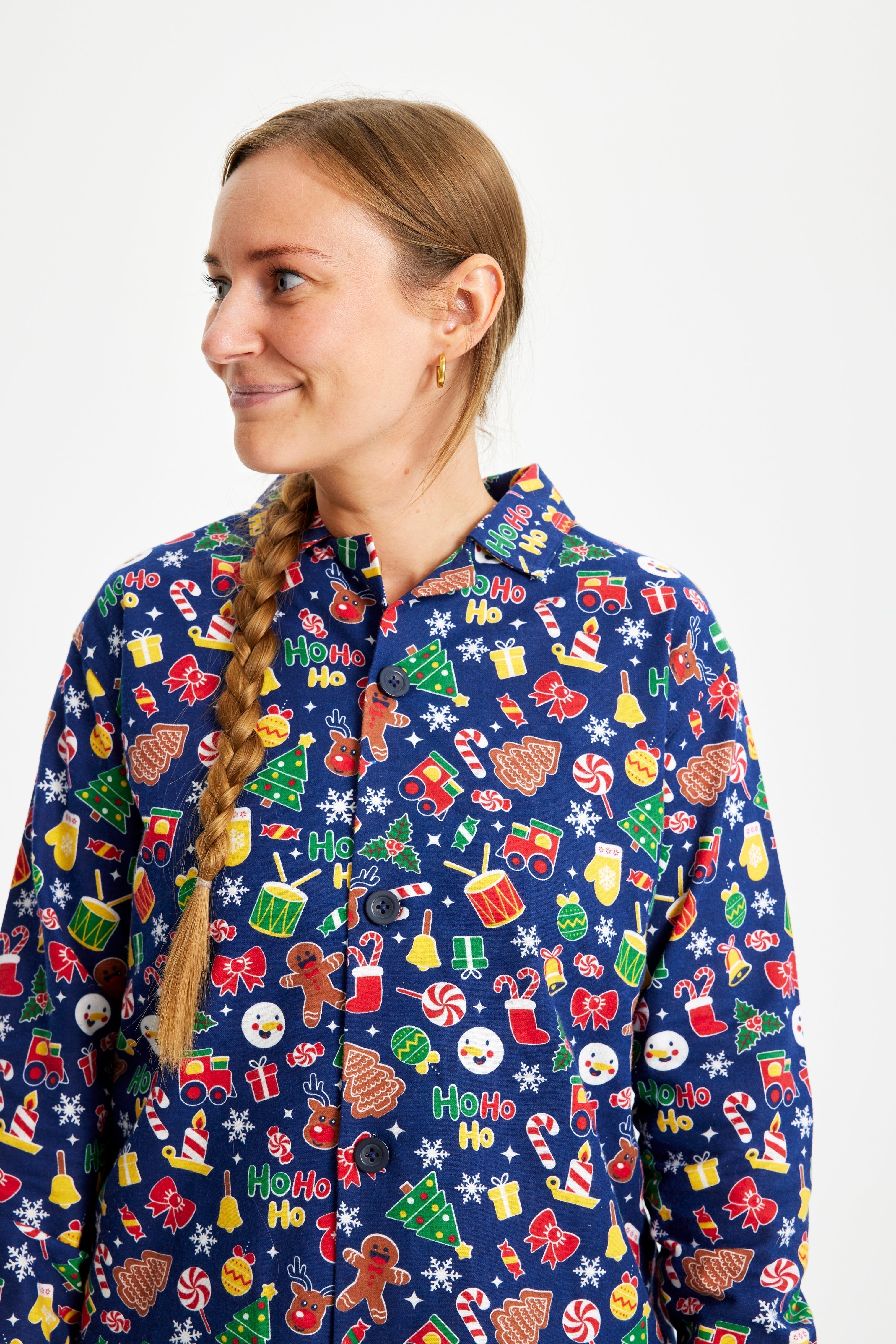 R&B | Crazy Christmas Pyjama Flanell Blau Damen
