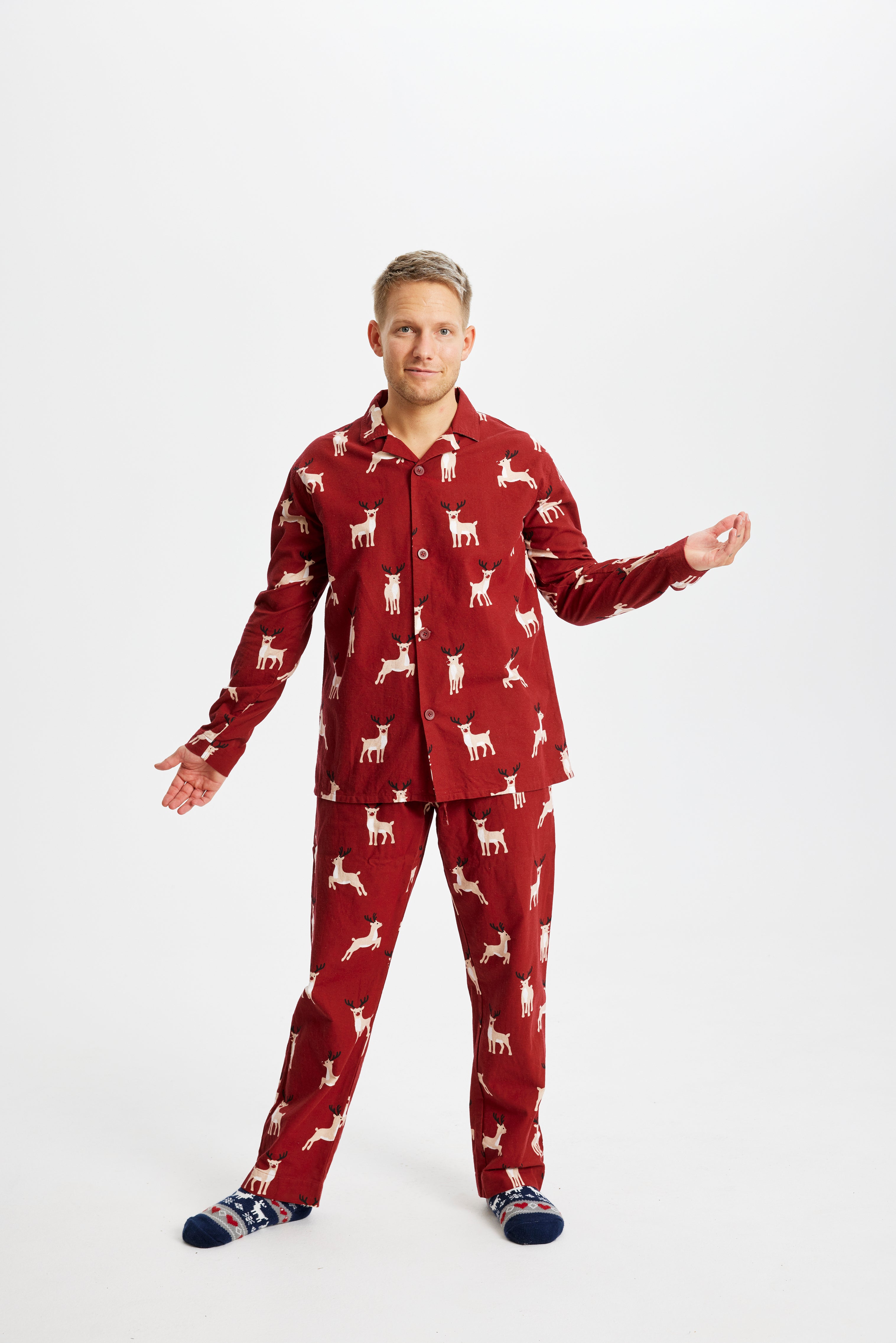 R&B | Rentier Weihnachten Schlafanzug Flanell Herren