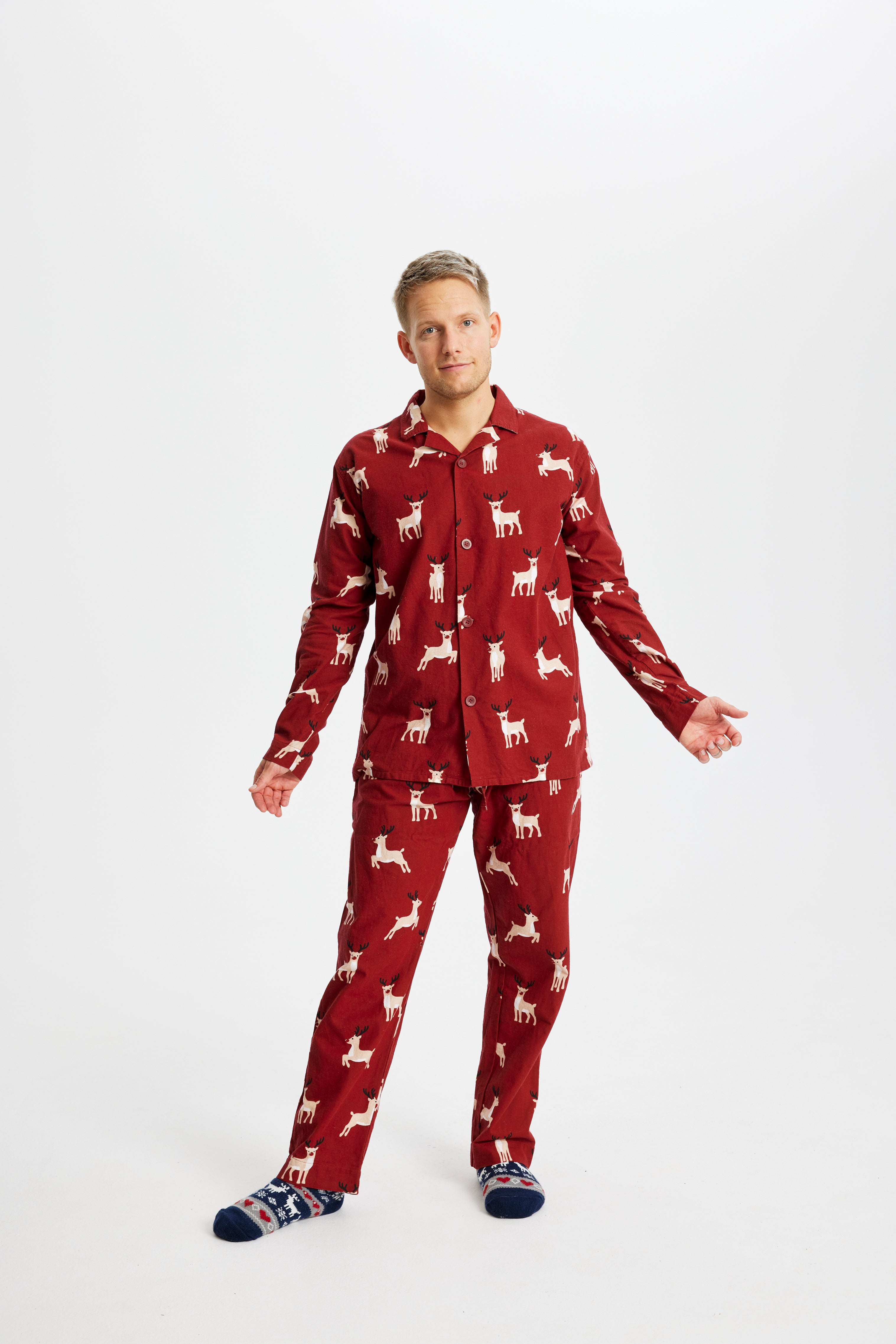 R&B | Rentier Weihnachten Schlafanzug Flanell Herren
