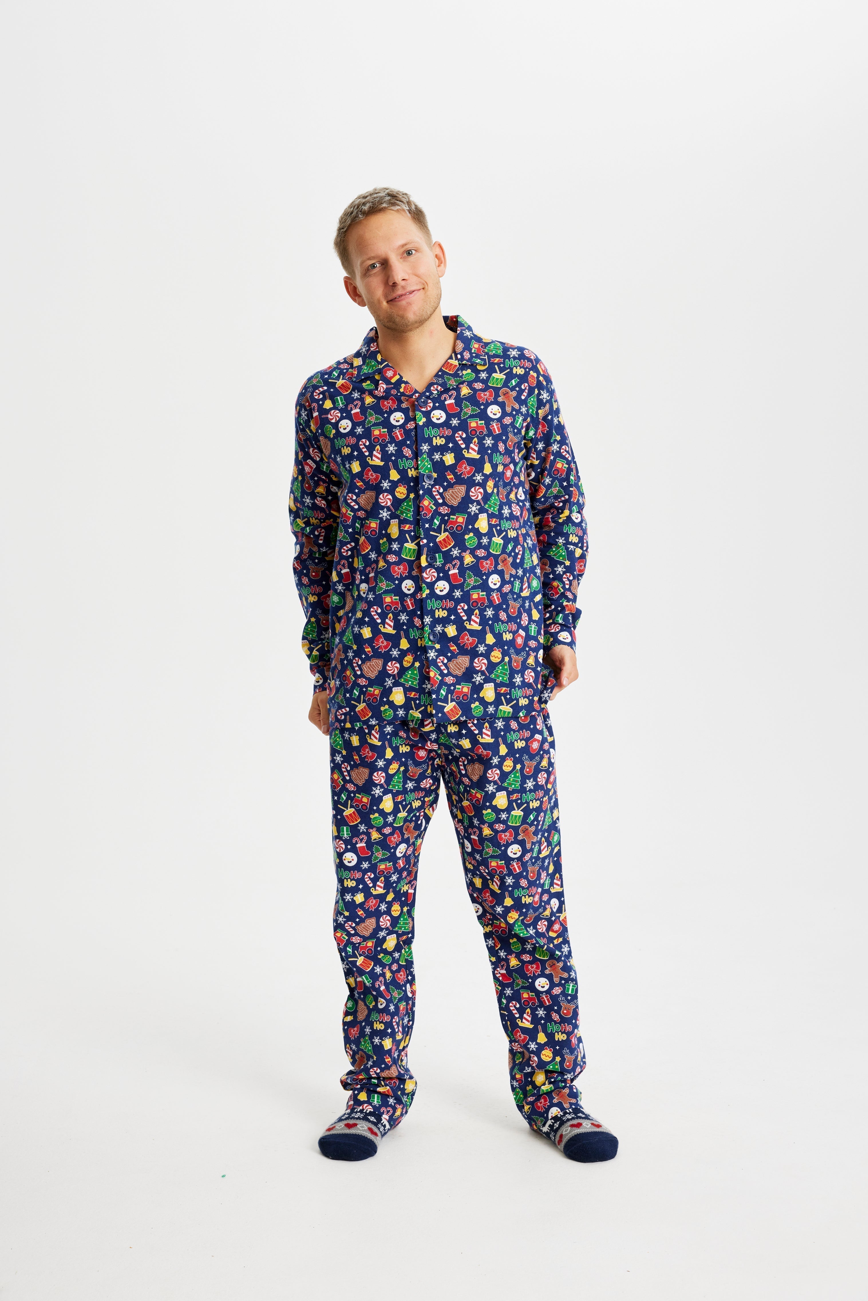 R&B | Verrückte Weihnachts-Pyjamaflanel blau Männer