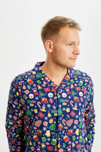 R&B | Verrückte Weihnachts-Pyjamaflanel blau Männer