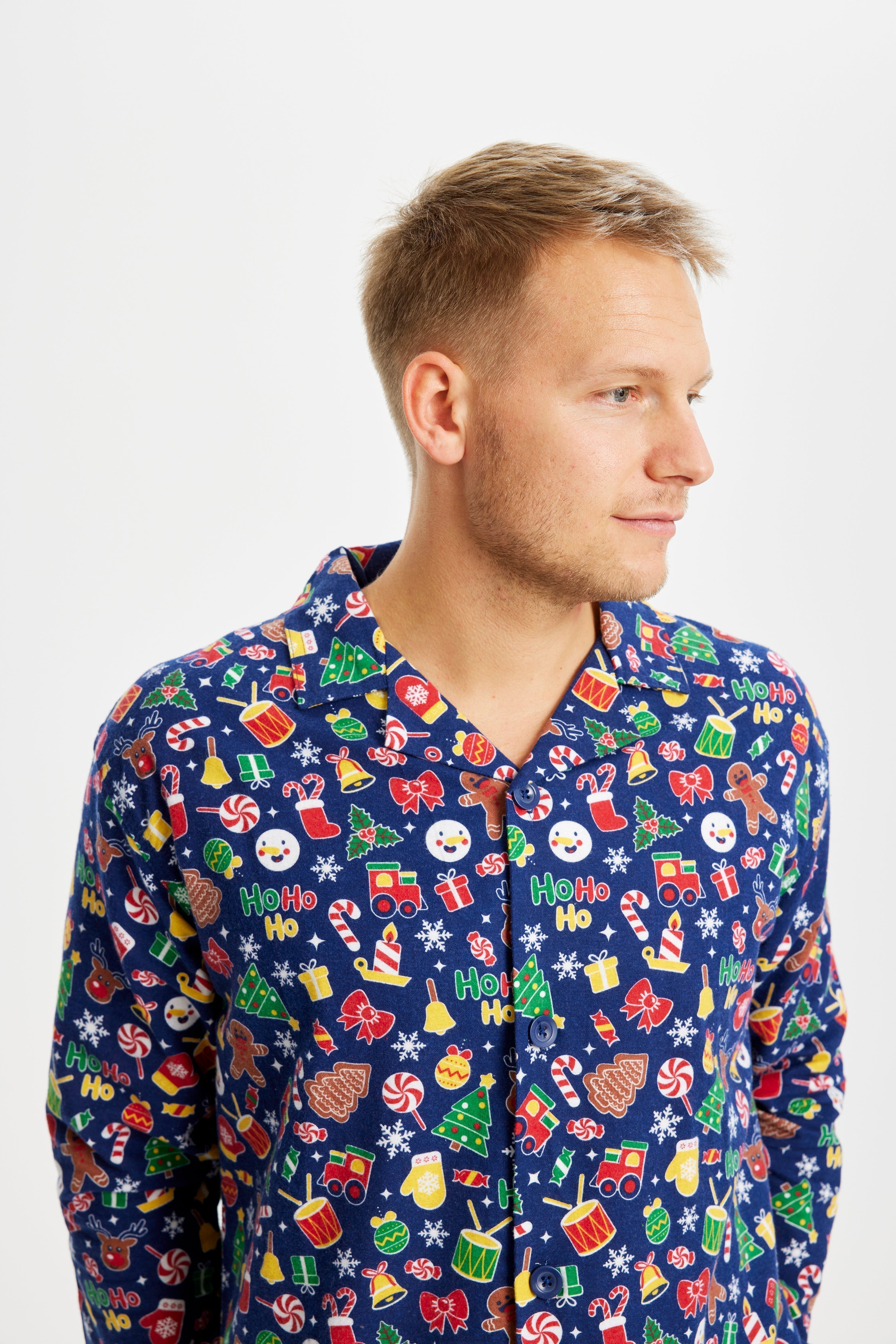 R&B | Verrückte Weihnachts-Pyjamaflanel blau Männer