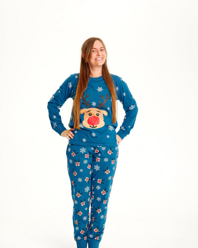 R&B | Rudolfs Weihnachts-Pyjama Blau Damen