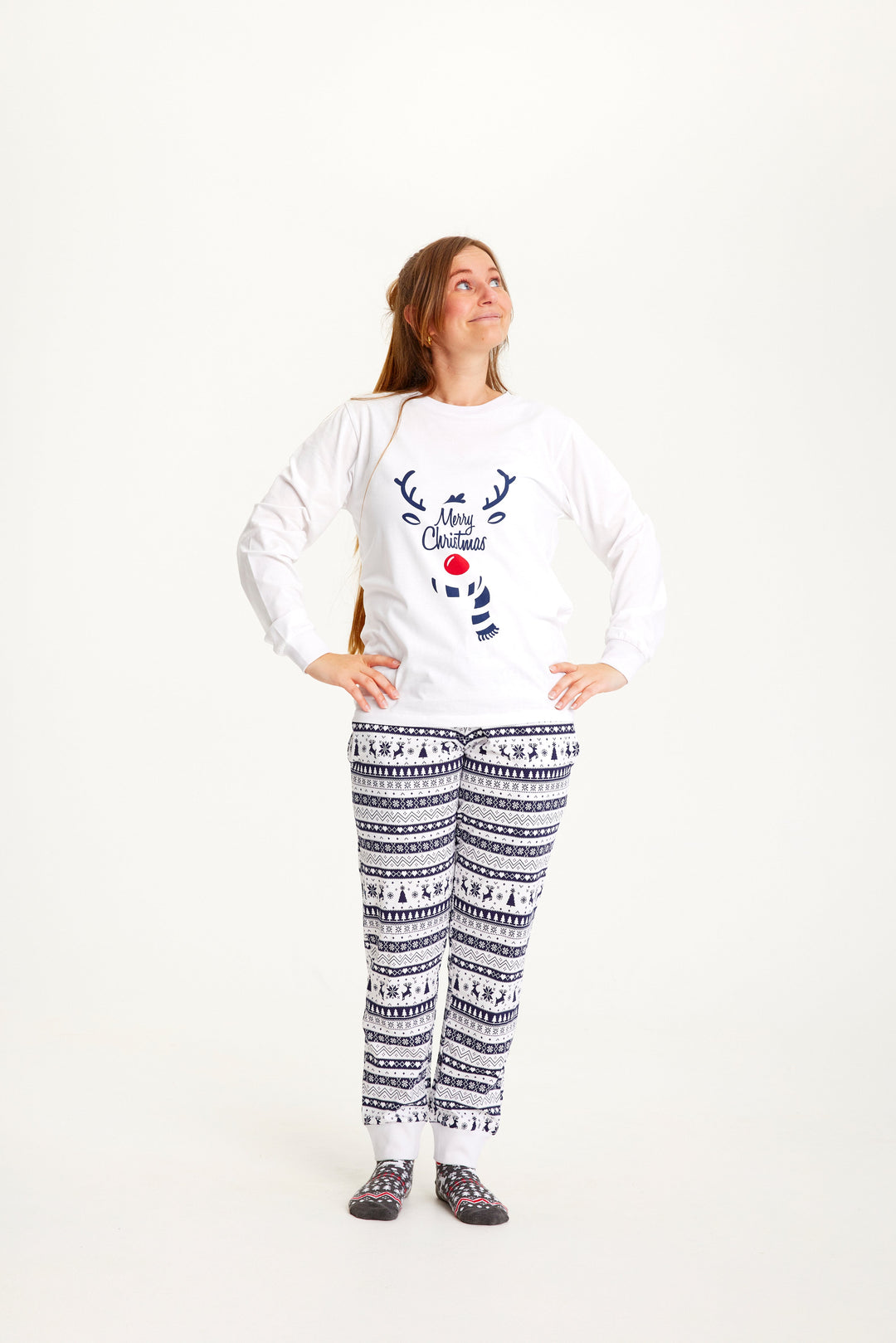 R&B | Süßer Weihnachts-Schlafanzug Blau Damen