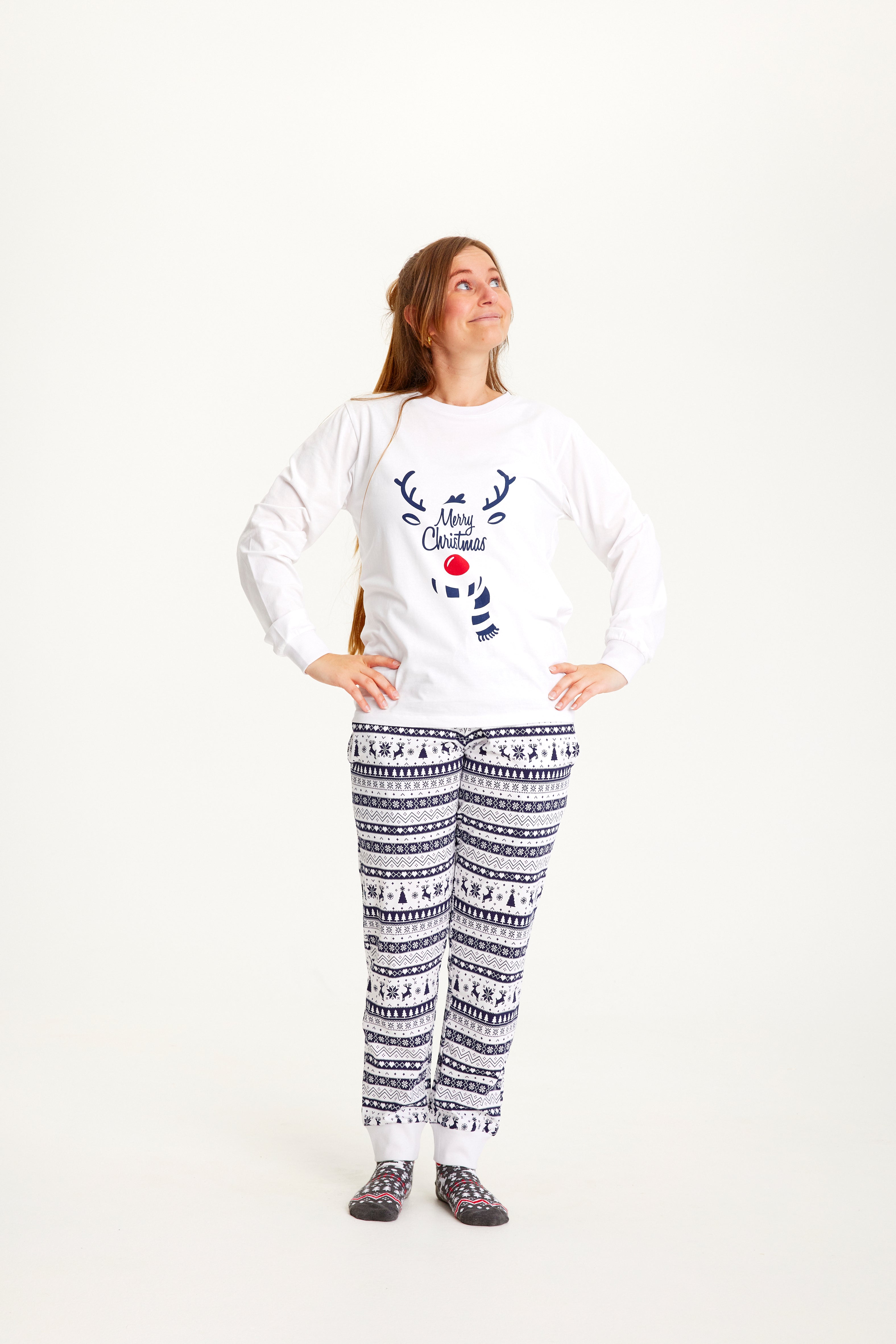 R&B | Süßer Weihnachts-Schlafanzug Blau Damen