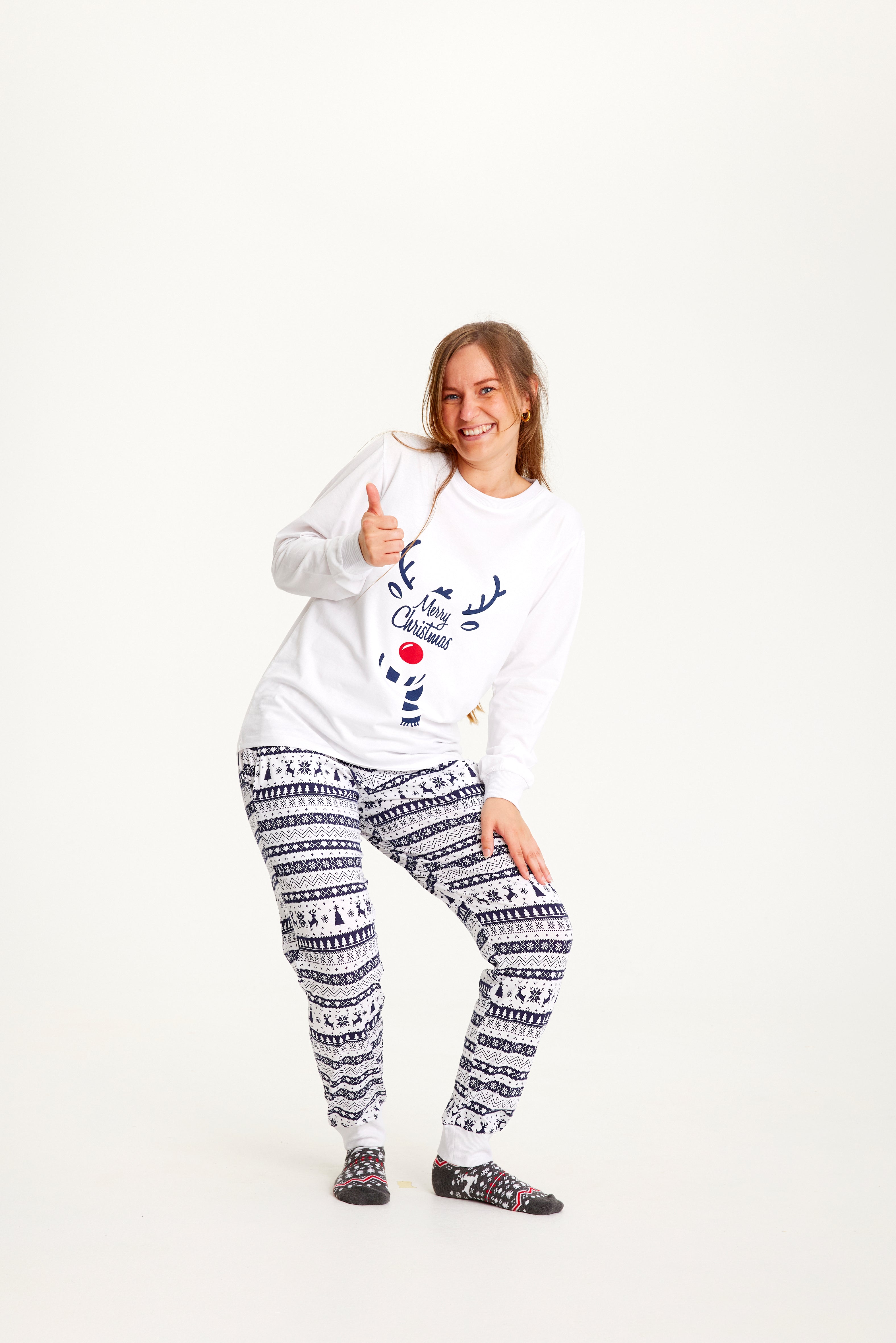 R&B | Süßer Weihnachts-Schlafanzug Blau Damen