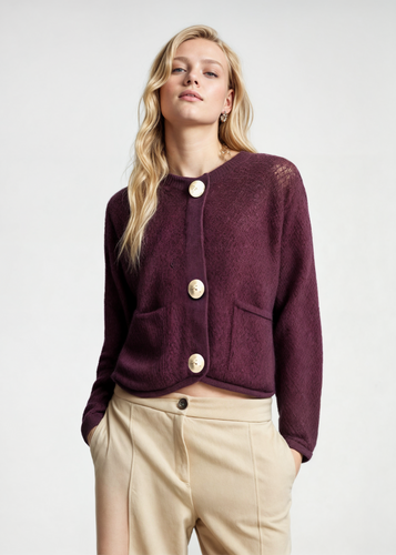 R&B | Damen Strickjacke mit Knöpfen und weicher Textur