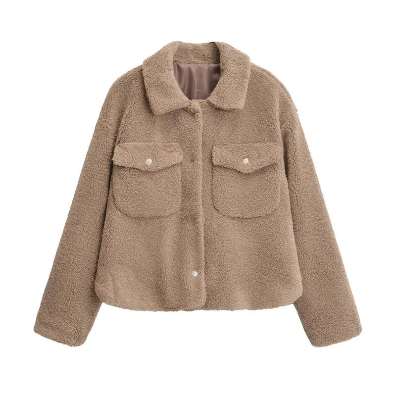 R&B | Kurze Damenjacke mit Teddyfell