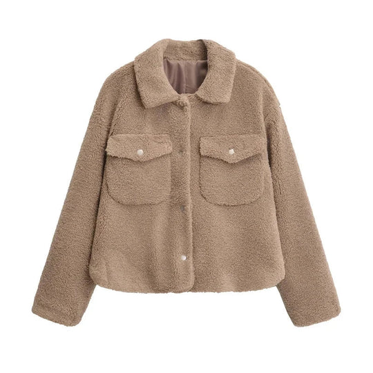 R&B | Kurze Damenjacke mit Teddyfell