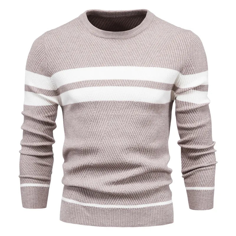 R&B | Strickpullover mit Weißen Streifen Baumwolle Modern, Bequem
