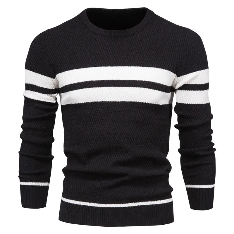 R&B | Strickpullover mit Weißen Streifen Baumwolle Modern, Bequem