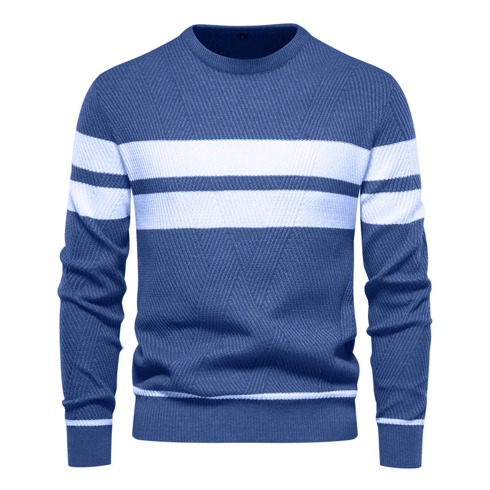 R&B | Strickpullover mit Weißen Streifen Baumwolle Modern, Bequem
