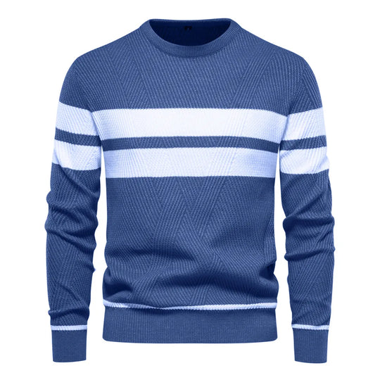 R&B | Strickpullover mit Weißen Streifen Baumwolle Modern, Bequem