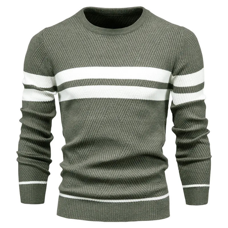 R&B | Strickpullover mit Weißen Streifen Baumwolle Modern, Bequem