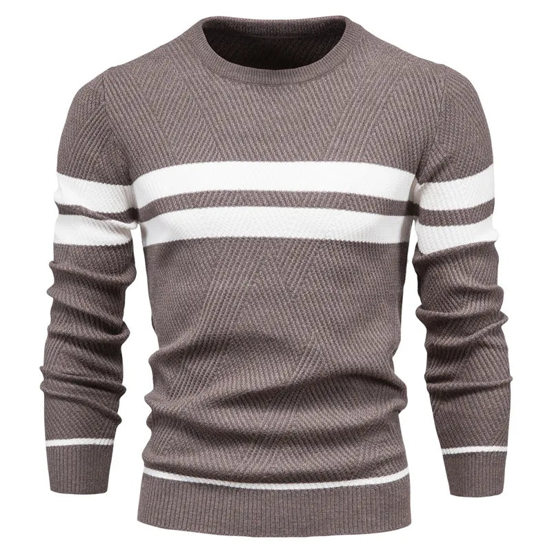 R&B | Strickpullover mit Weißen Streifen Baumwolle Modern, Bequem
