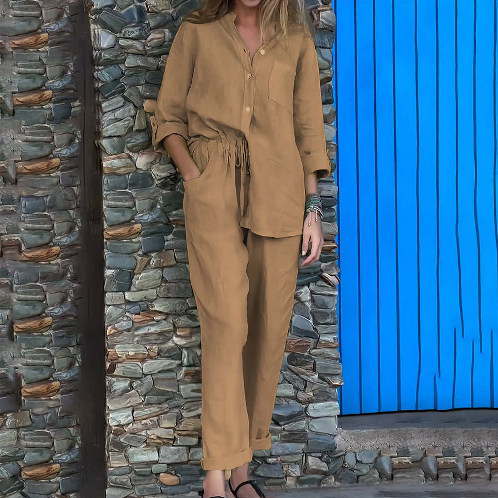 R&B | Langarmhemd und Hose Aus Baumwolle und Leinen für Damen