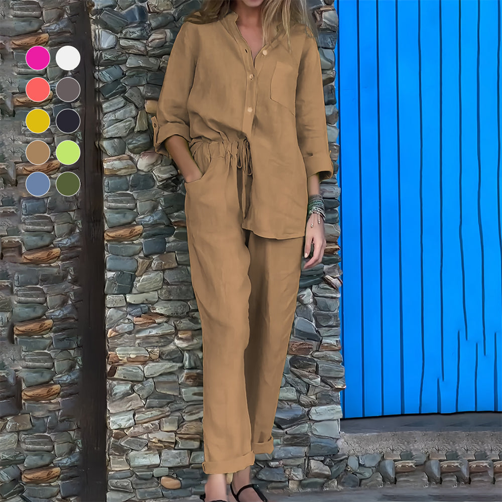 R&B | Langarmhemd und Hose Aus Baumwolle und Leinen für Damen