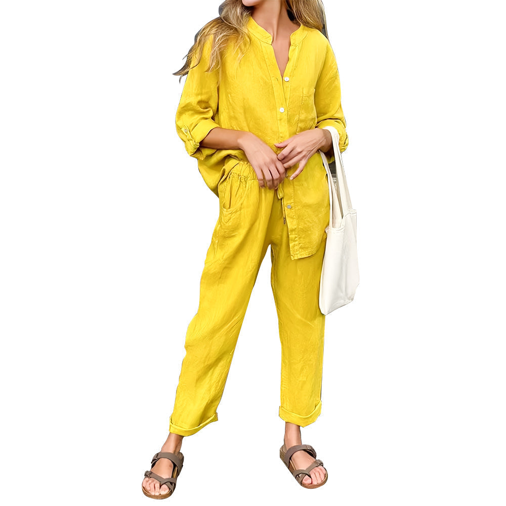 R&B | Langarmhemd und Hose Aus Baumwolle und Leinen für Damen