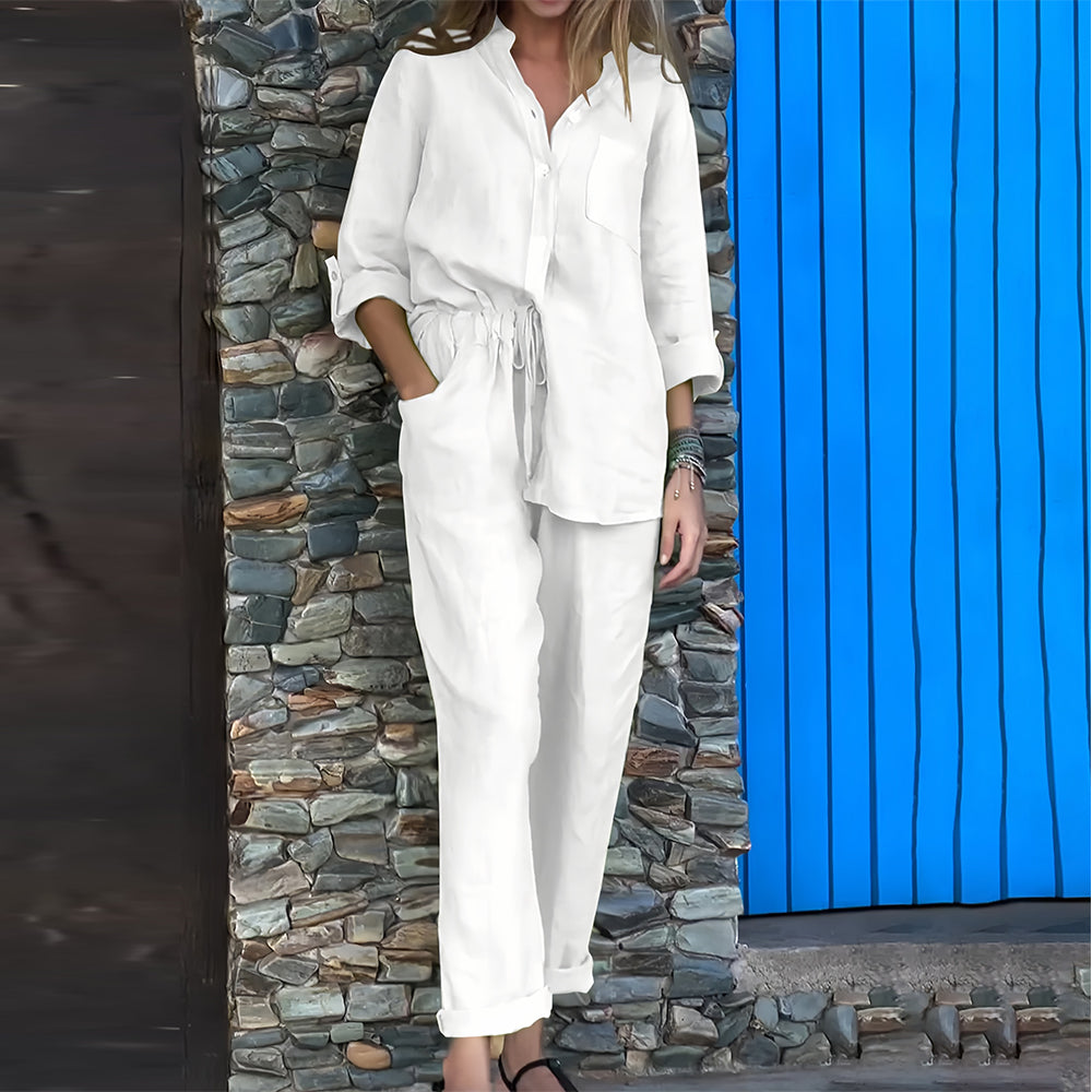 R&B | Langarmhemd und Hose Aus Baumwolle und Leinen für Damen