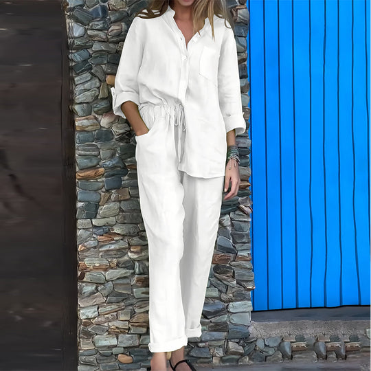 R&B | Langarmhemd und Hose Aus Baumwolle und Leinen für Damen