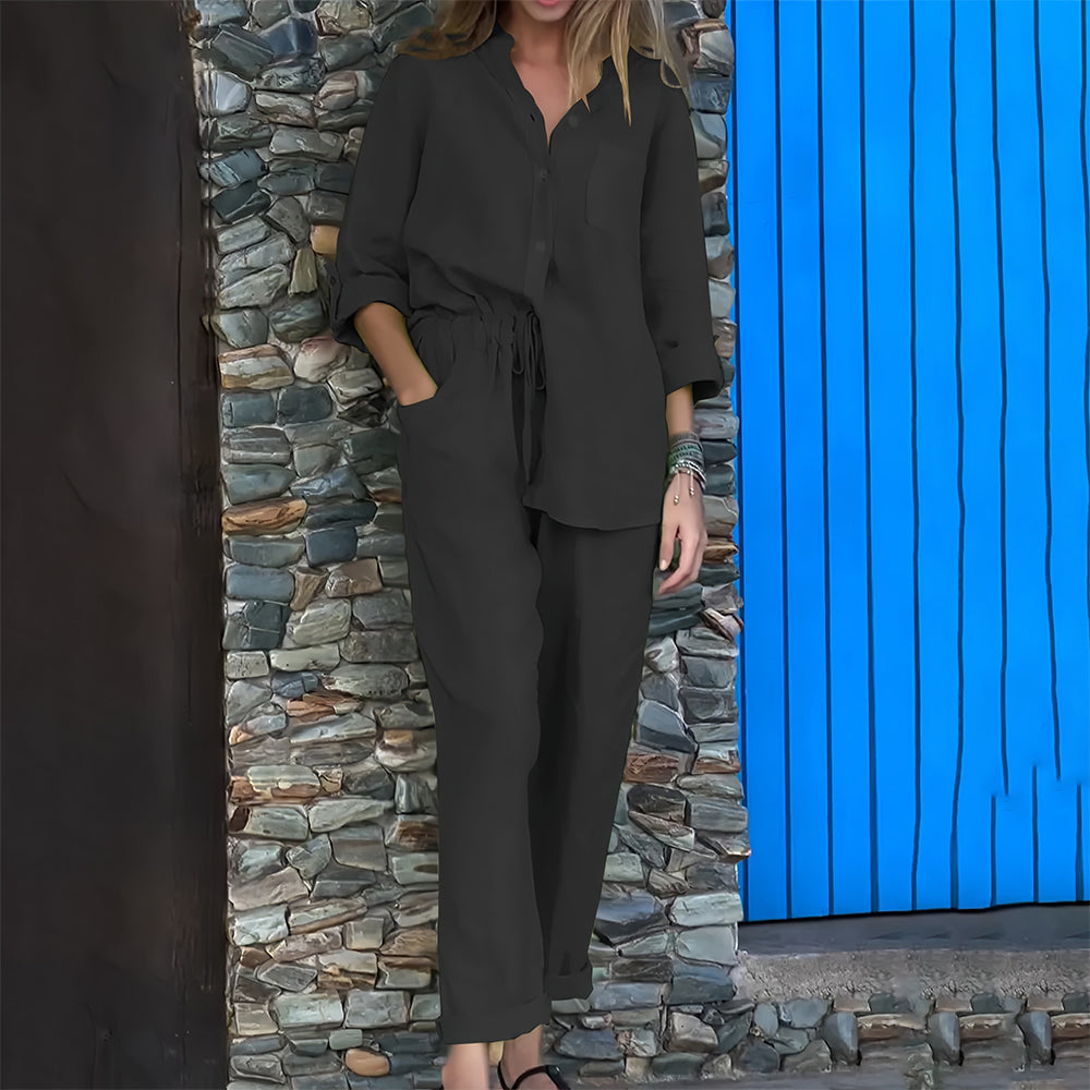 R&B | Langarmhemd und Hose Aus Baumwolle und Leinen für Damen