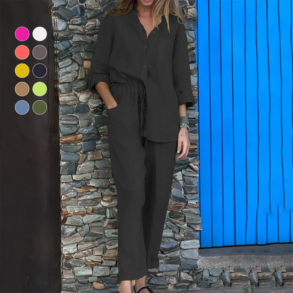 R&B | Langarmhemd und Hose Aus Baumwolle und Leinen für Damen