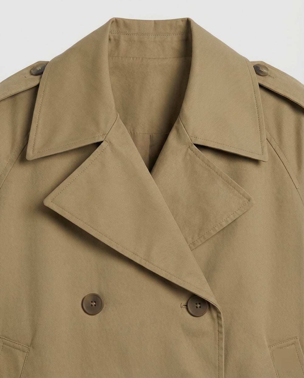 Damen Kurz-Trenchcoat Oversize Doppelreiher Herbstjacke in Beige und Khaki