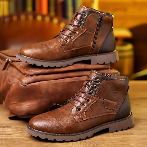 Lederstiefel mit Reißverschlüssen R&B