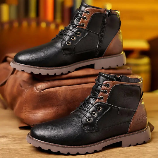 Lederstiefel mit Reißverschlüssen R&B