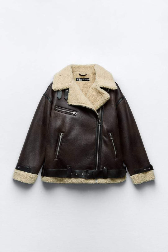 R&B | Jacke mit Revers aus synthetischem Material