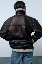 R&B | Jacke mit Revers aus synthetischem Material
