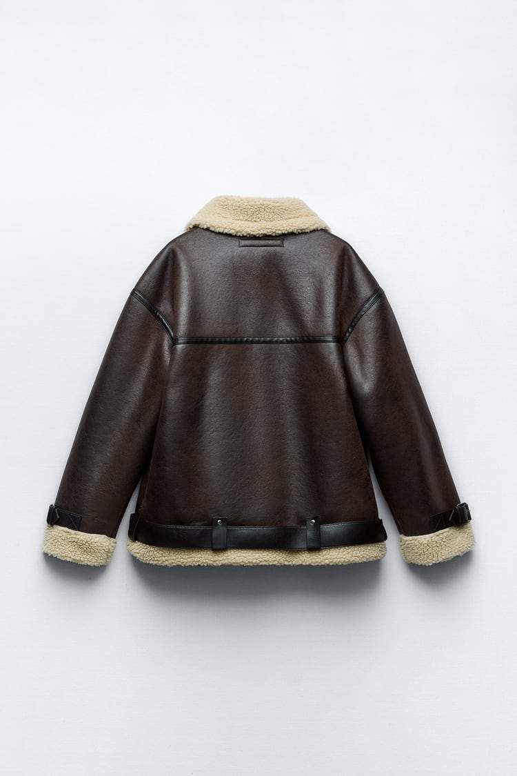 R&B | Jacke mit Revers aus synthetischem Material