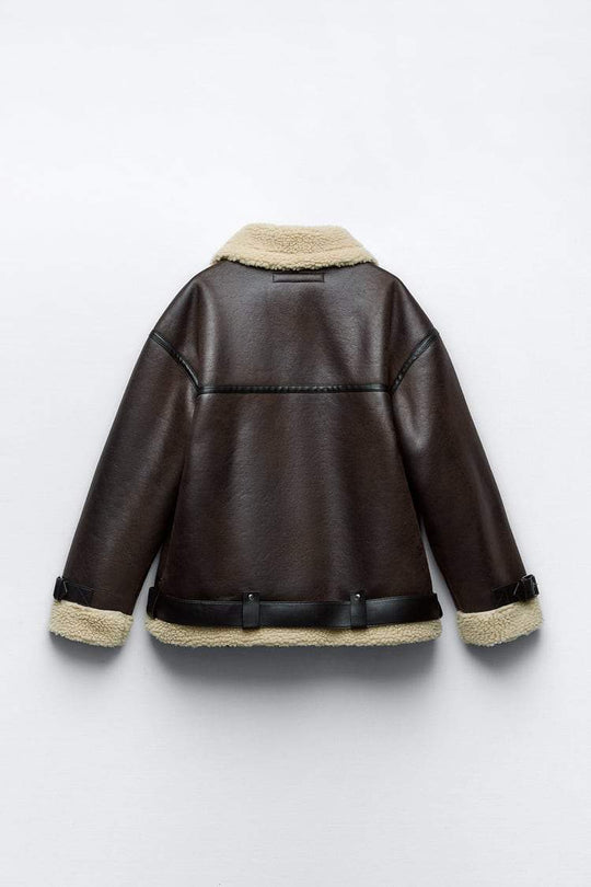 R&B | Jacke mit Revers aus synthetischem Material