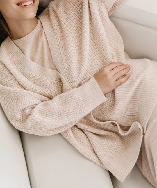 R&B | Cardigan - Damen Herbst Oversized Knopf-Cardigan mit Rippstrick