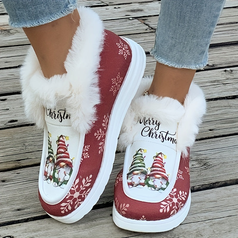 Weihnachtsschuhe - Damen Slipper mit Kunstfellfutter für den Winter R&B