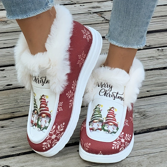 Weihnachtsschuhe - Damen Slipper mit Kunstfellfutter für den Winter R&B