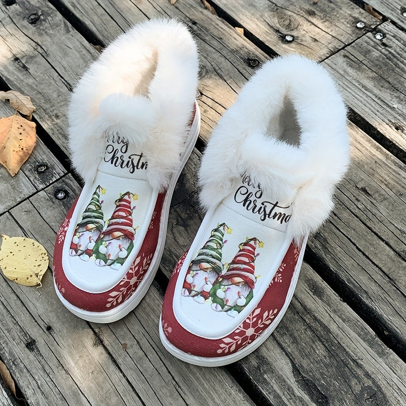 Weihnachtsschuhe - Damen Slipper mit Kunstfellfutter für den Winter R&B