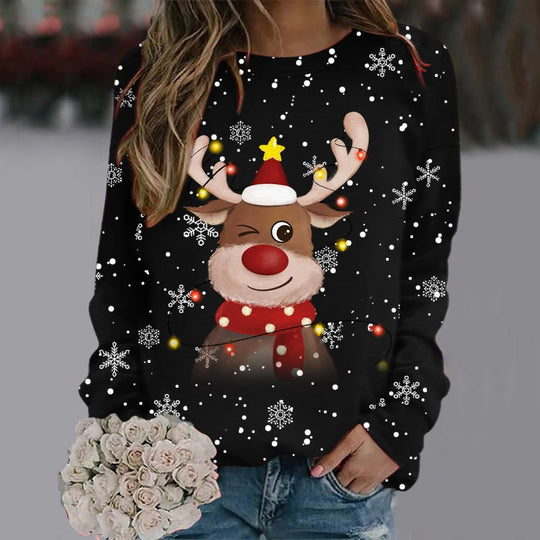 R&B | Weihnachtspullover für Frauen - Weiches 3D-Rentierdesign & Warmer Komfort für die Feiertage