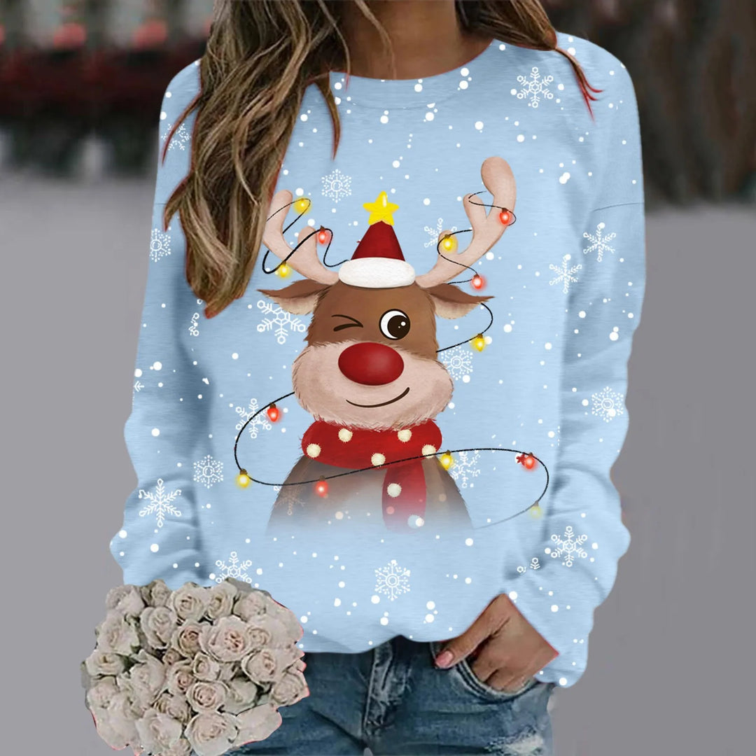 R&B | Weihnachtspullover für Frauen - Weiches 3D-Rentierdesign & Warmer Komfort für die Feiertage