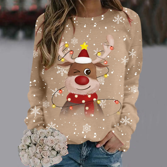 R&B | Weihnachtspullover für Frauen - Weiches 3D-Rentierdesign & Warmer Komfort für die Feiertage