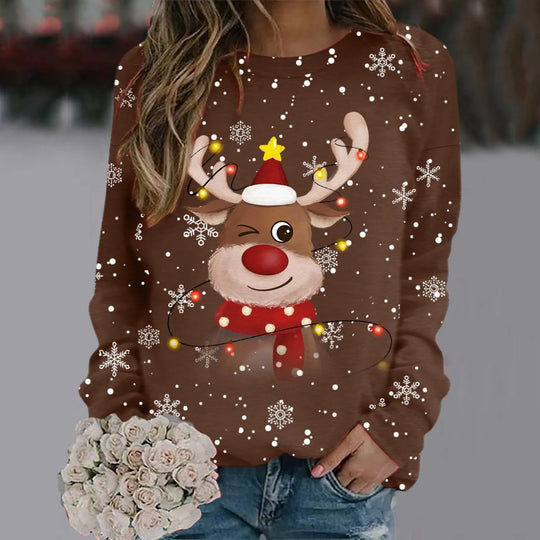 R&B | Weihnachtspullover für Frauen - Weiches 3D-Rentierdesign & Warmer Komfort für die Feiertage