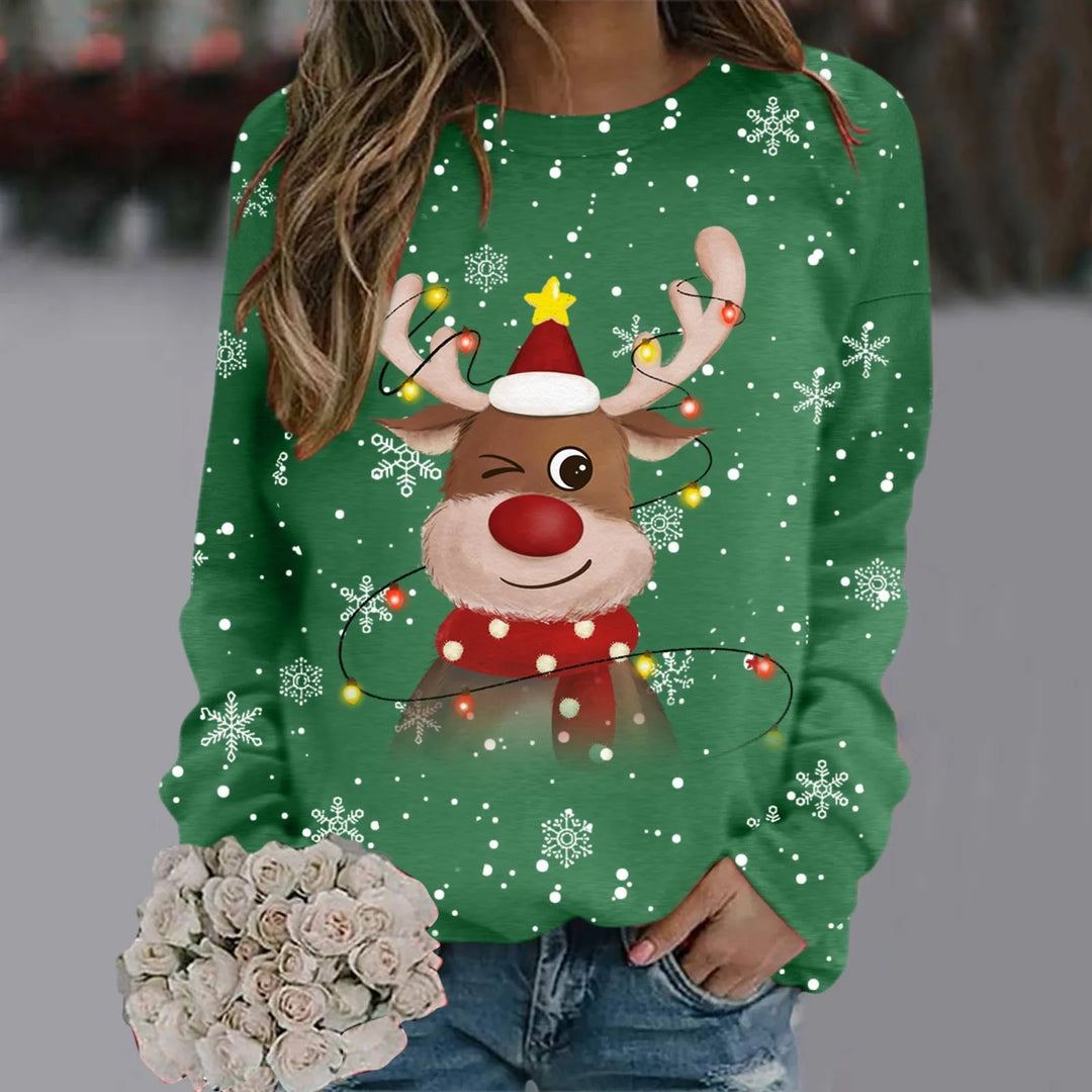 R&B | Weihnachtspullover für Frauen - Weiches 3D-Rentierdesign & Warmer Komfort für die Feiertage