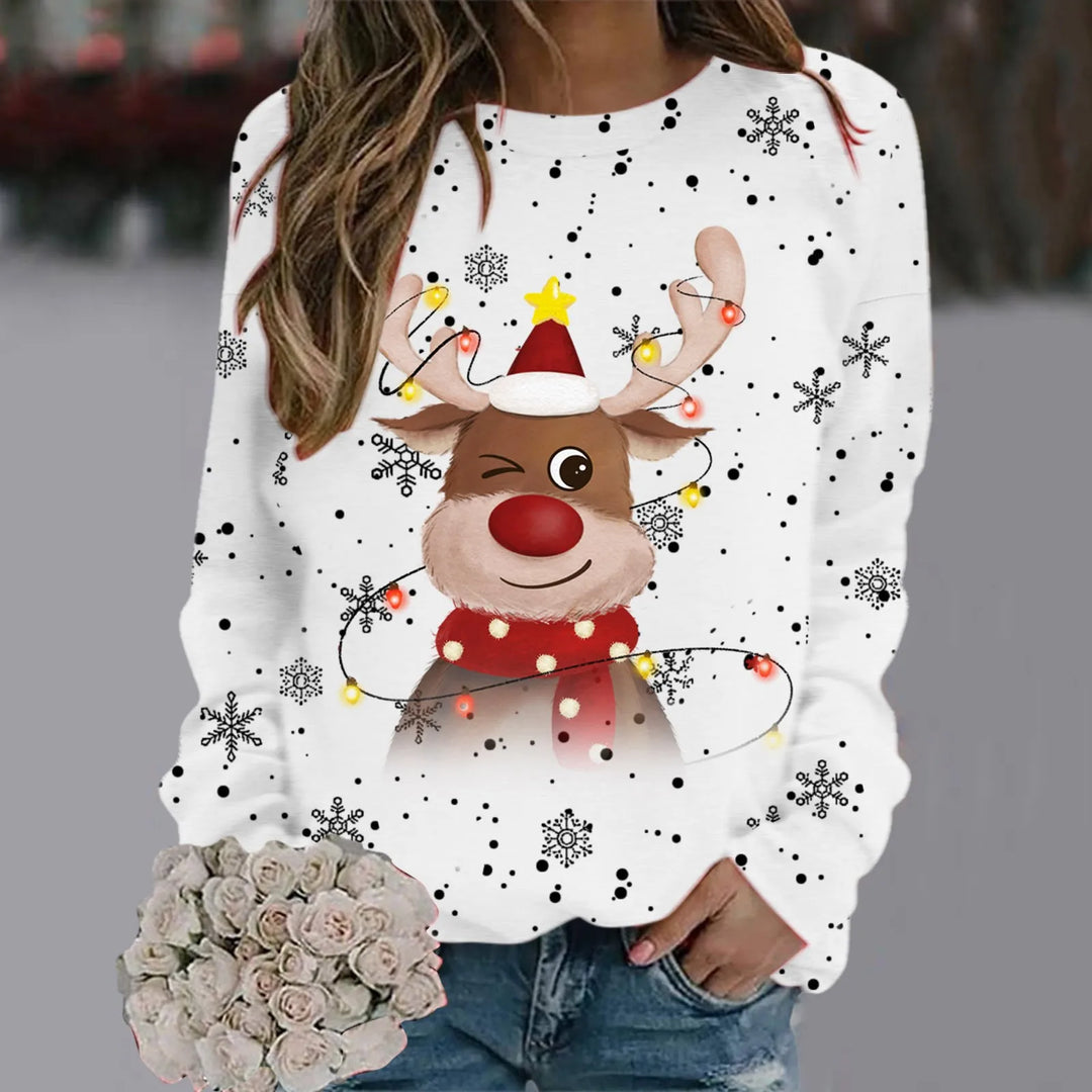 R&B | Weihnachtspullover für Frauen - Weiches 3D-Rentierdesign & Warmer Komfort für die Feiertage