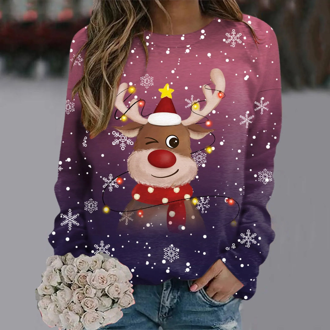 R&B | Weihnachtspullover für Frauen - Weiches 3D-Rentierdesign & Warmer Komfort für die Feiertage
