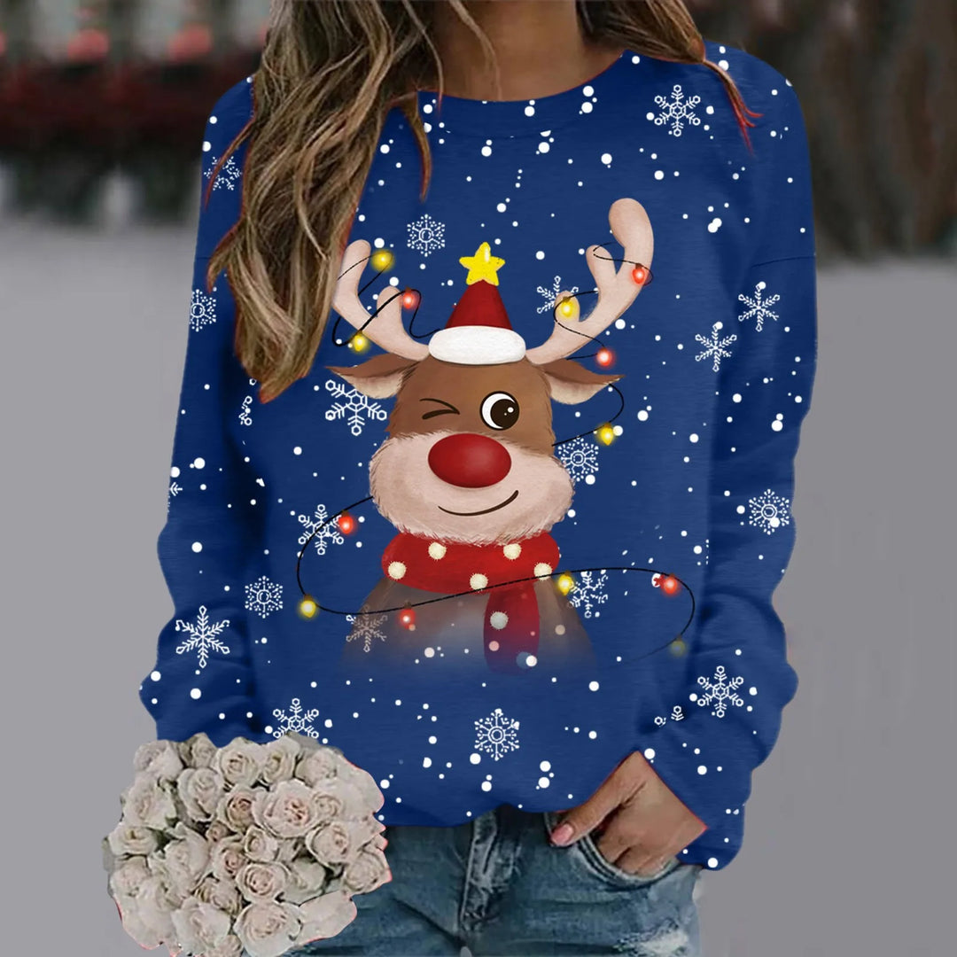 R&B | Weihnachtspullover für Frauen - Weiches 3D-Rentierdesign & Warmer Komfort für die Feiertage