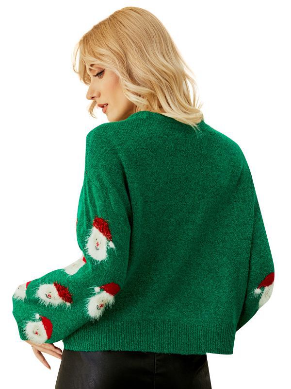 R&B | Frauen Strick Rundhalsausschnitt mit Weihnachtsmann-Motiv